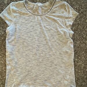 Lululemon Another Mile Short Sleeve Tee size 10 Tiger Space Dye Hail White